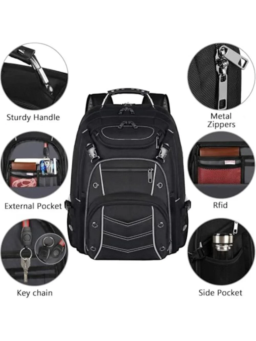 60L Extra Large Laptop Backpack TSA RFID Travel Gaming Fits 19 Inch Grey